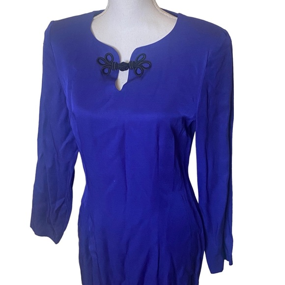 Jennifer Jeffries | Womens Vintage 80s Royal Blue Size 8 Long sleeve dress - Picture 2 of 6